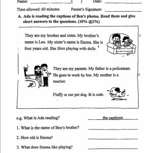 聖公會九龍灣基樂小學23-24一年級 上學期 英國語文科 測驗